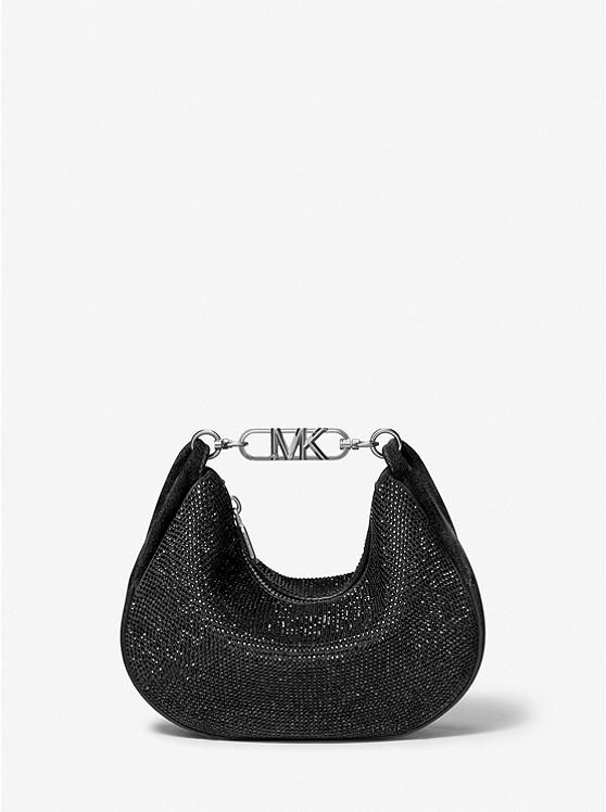 Túi Michael Kors Kendall Small Embellished Suede Shoulder Bag Nữ Đen Bạc