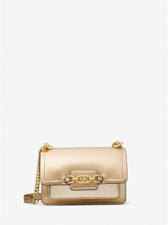 Túi Michael Kors Heather Extra-Small Metallic Leather Crossbody Bag Nữ Vàng