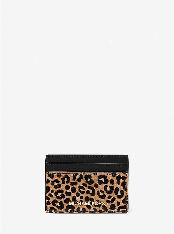 Ví Michael Kors Jet Set Small Leopard Print Calf Hair Card Case Nữ Da Báo