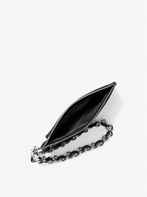 Ví Michael Kors Small Pebbled Leather Chain Card Case Nữ Đen