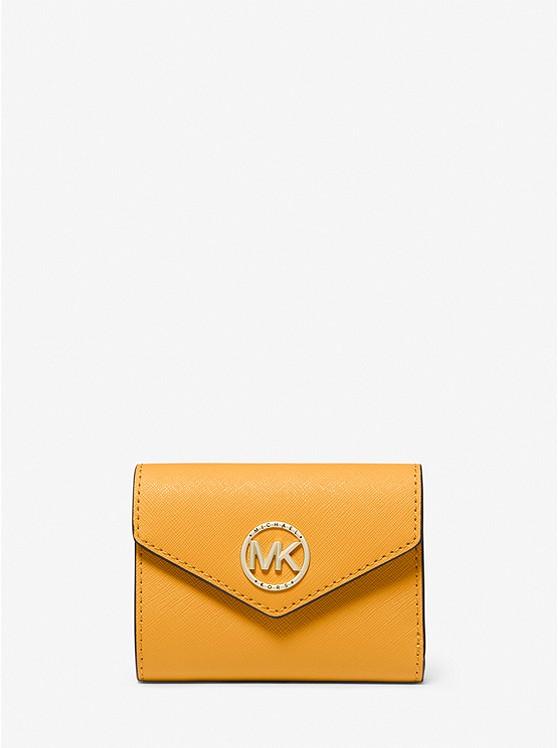 Ví Michael Kors Carmen Medium Saffiano Leather Tri-Fold Envelope Wallet Nữ Vàng