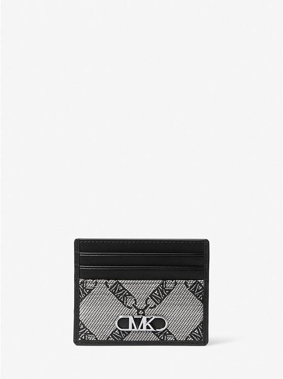 Ví Michael Kors Hudson Empire Logo Jacquard Card Case Nữ Đen