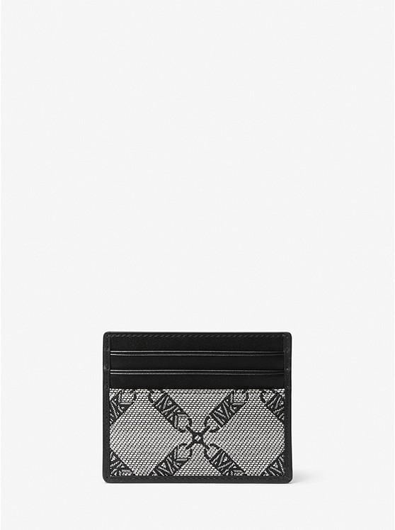 Ví Michael Kors Hudson Empire Logo Jacquard Card Case Nữ Đen