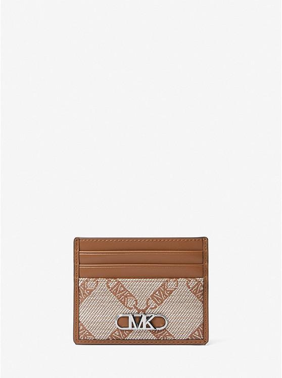 Ví Michael Kors Hudson Empire Logo Jacquard Card Case Nữ Nâu