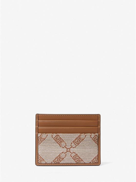 Ví Michael Kors Hudson Empire Logo Jacquard Card Case Nữ Nâu