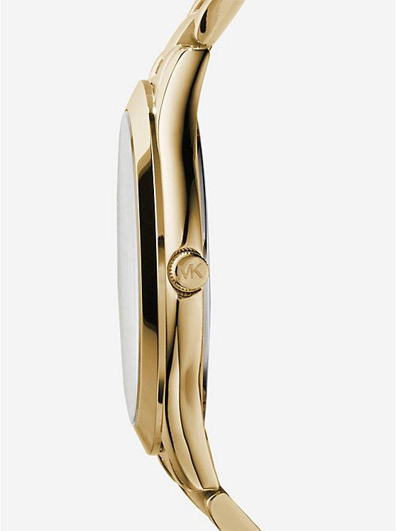 Đồng Hồ Michael Kors Slim Runway Gold-Tone Stainless Steel Watch Nữ Vàng