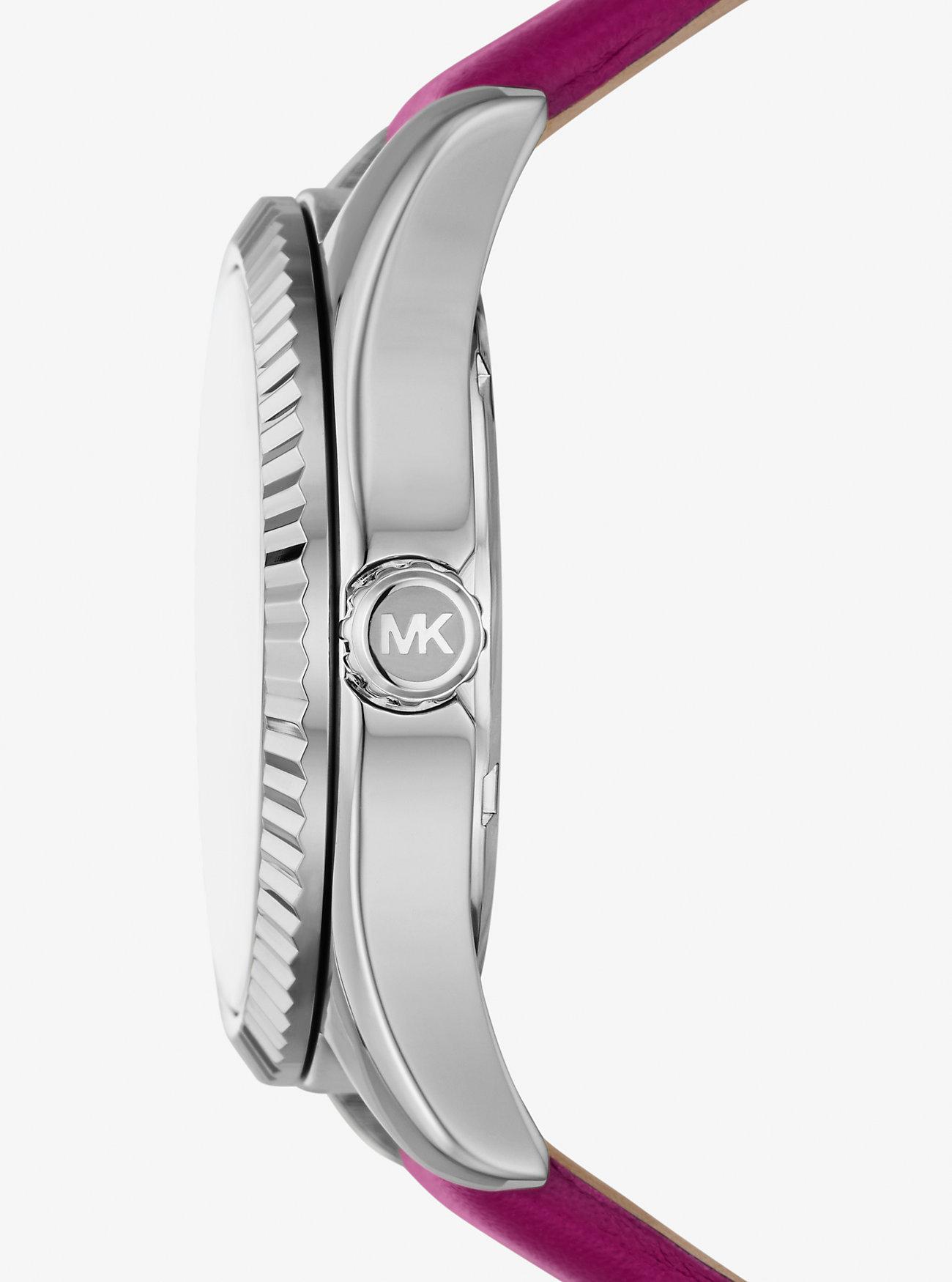 Đồng Hồ Michael Kors Lexington Silver-Tone And Leather Watch Nữ Hồng