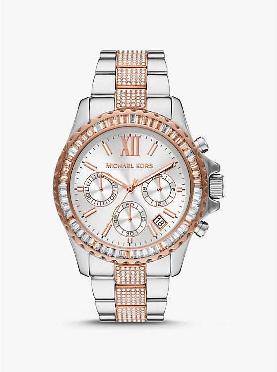 Đồng Hồ Michael Kors Oversized Everest Pavé Two-Tone Watch Nữ Trắng