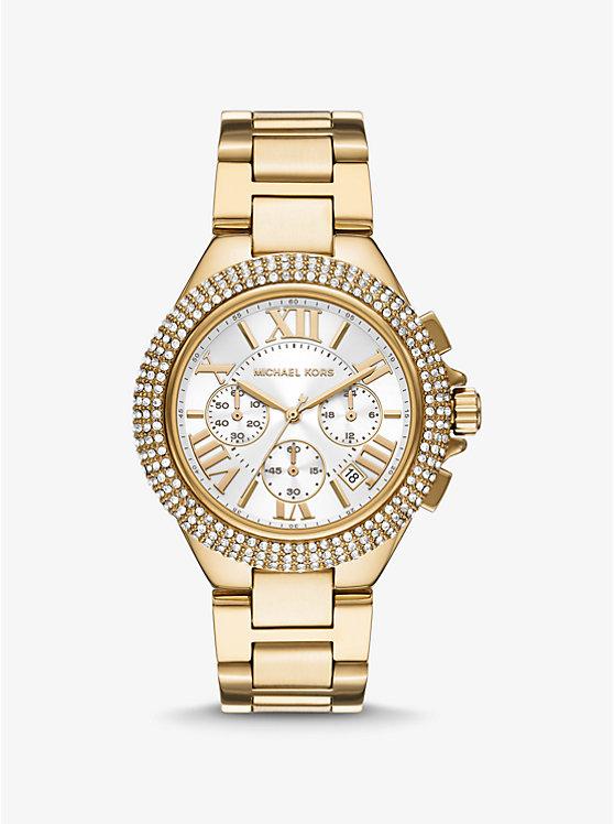 Đồng Hồ Michael Kors Oversized Camille Pavé Gold-Tone Watch Nữ Vàng