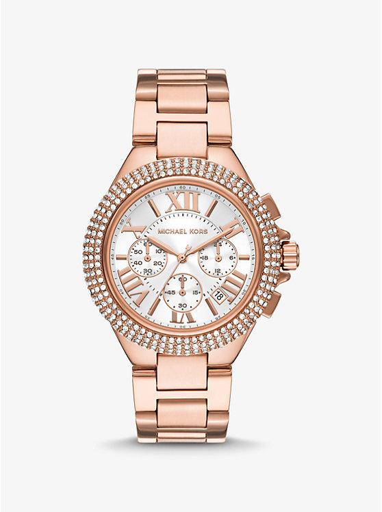 Đồng Hồ Michael Kors Oversized Camille Pavé Rose Gold-Tone Watch Nữ Vàng