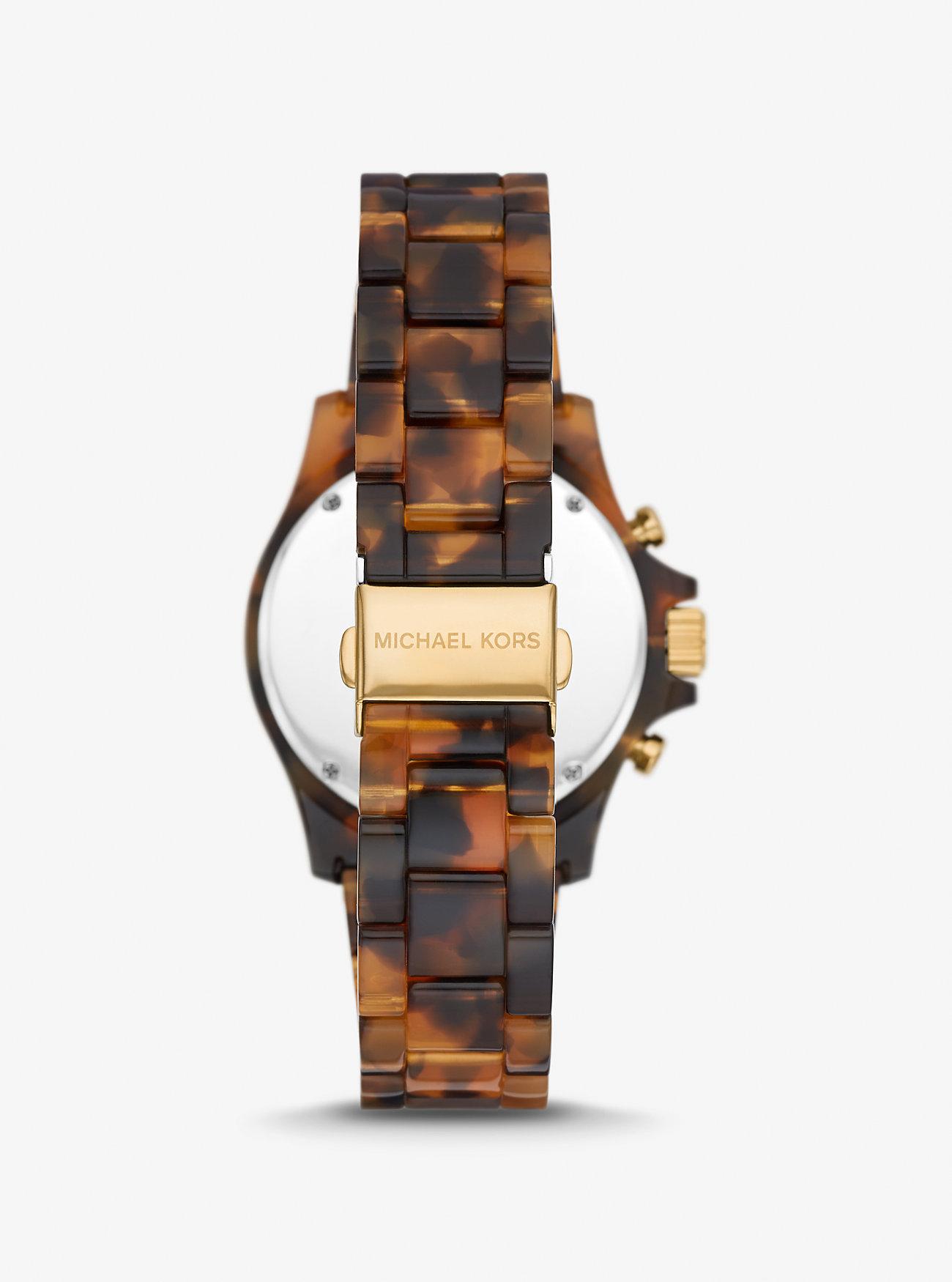 Đồng Hồ Michael Kors Oversized Everest Pavé Gold-Tone And Tortoiseshell Bio-Based Acetate Watch Nữ Vàng