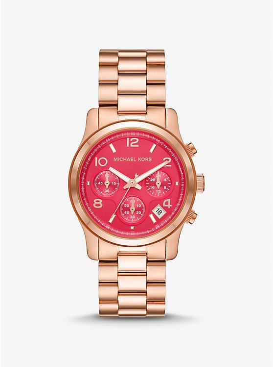 Đồng Hồ Michael Kors Runway Rose Gold-Tone Watch Nữ Vàng Hồng