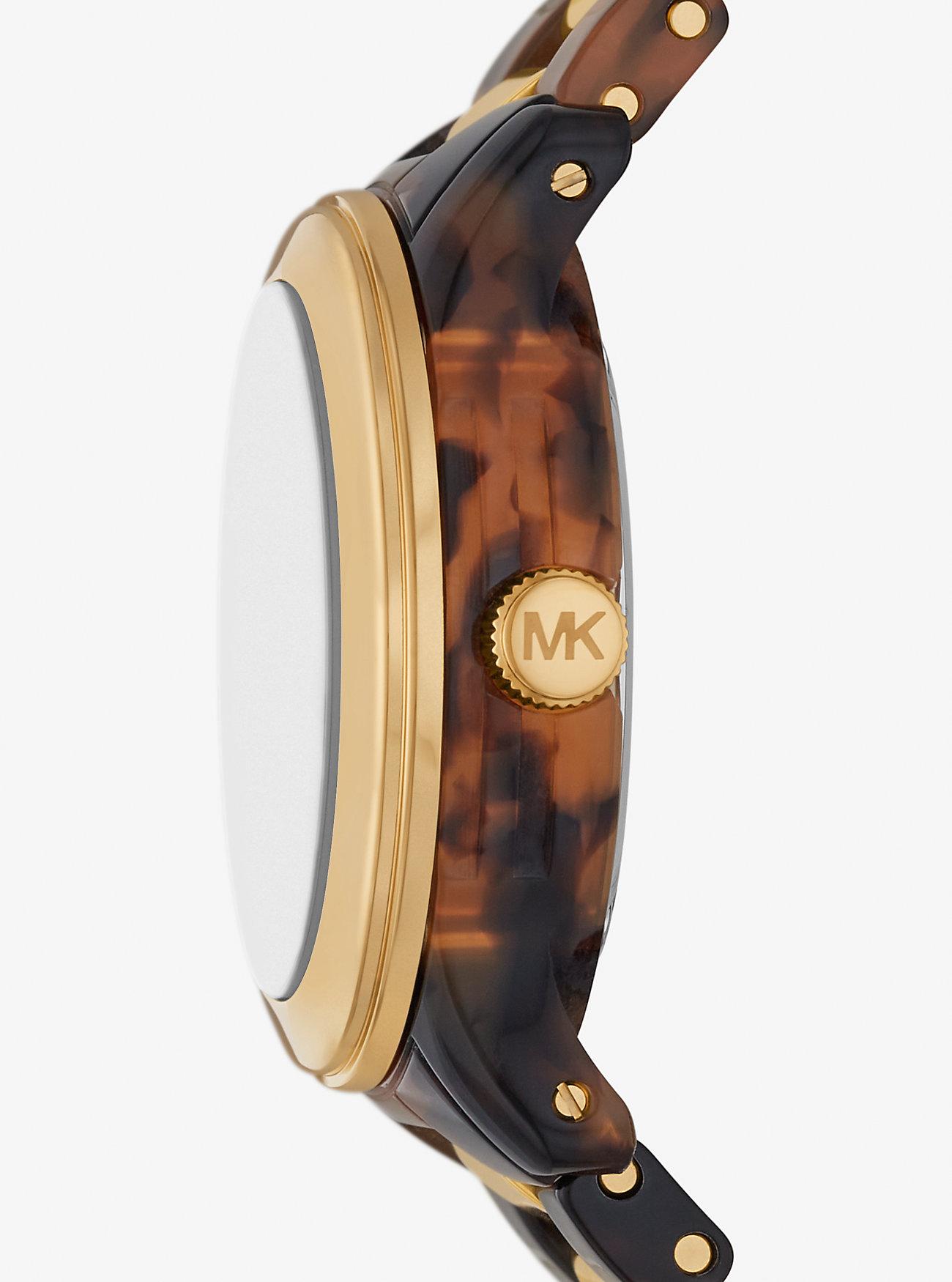 Đồng Hồ Michael Kors Runway Gold-Tone And Tortoiseshell Acetate Watch Nữ Vàng