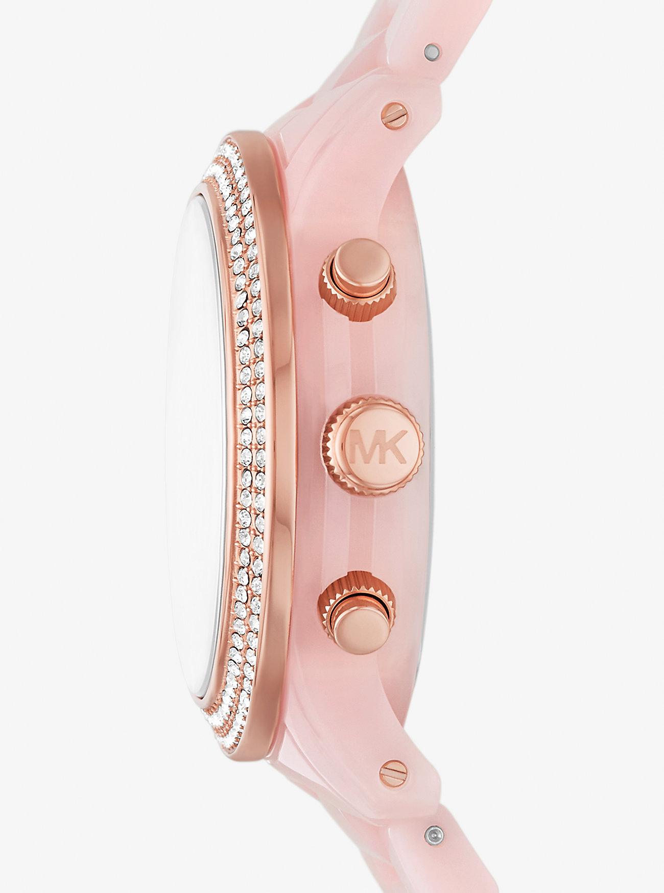 Đồng Hồ Michael Kors Runway Pavé Rose Gold-Tone And Blush Acetate Watch Nữ Hồng