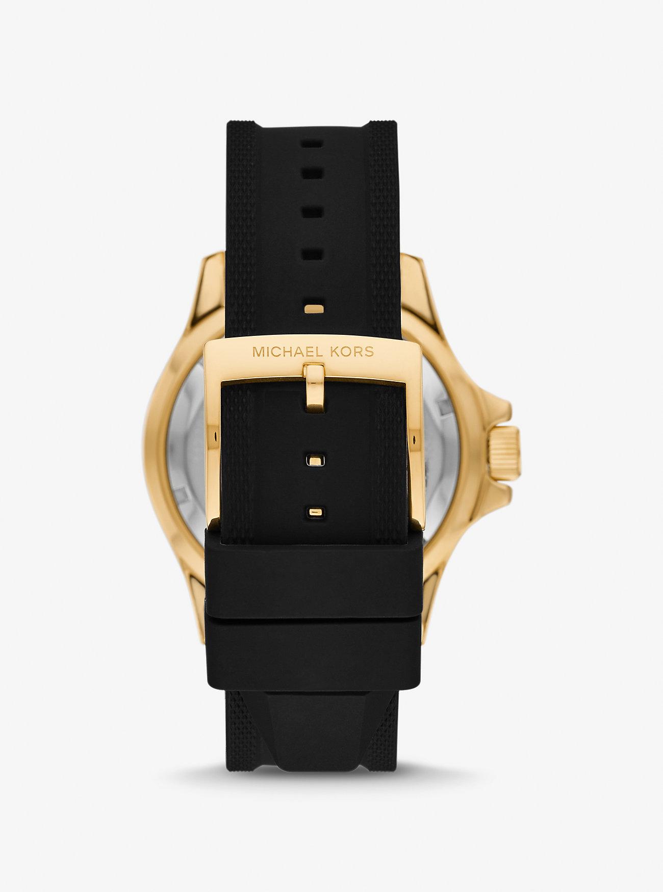 Đồng Hồ Michael Kors Oversized Everest Pavé Gold-Tone And Silicone Watch Nữ Đen