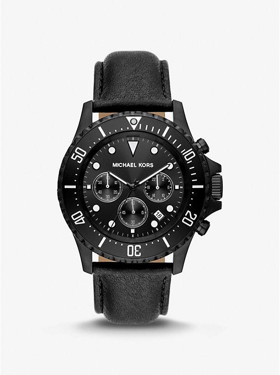 Đồng Hồ Michael Kors Oversized Everest Black-Tone And Leather Watch Nữ Đen