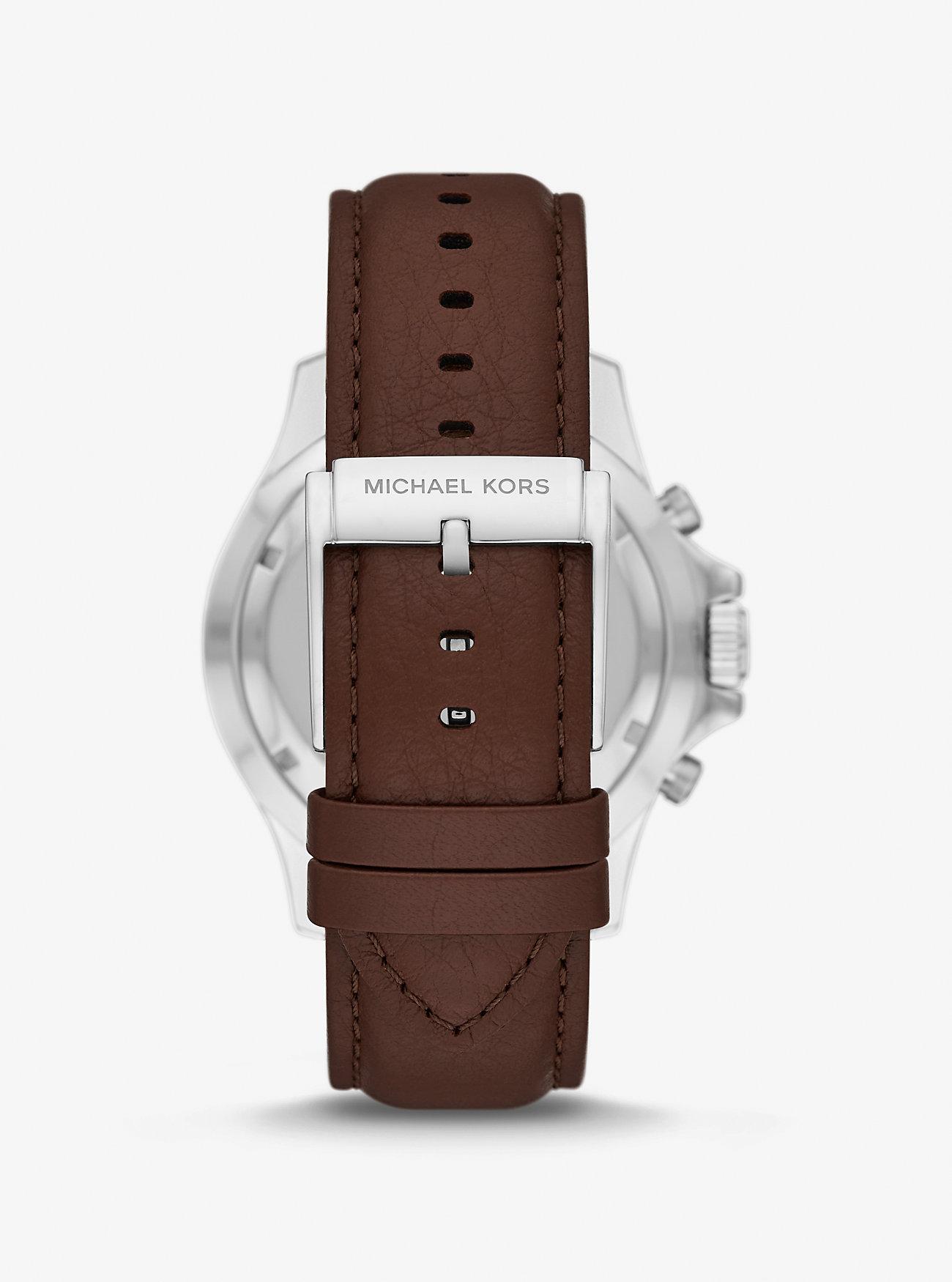 Đồng Hồ Michael Kors Oversized Everest Silver-Tone And Leather Watch Nữ Nâu