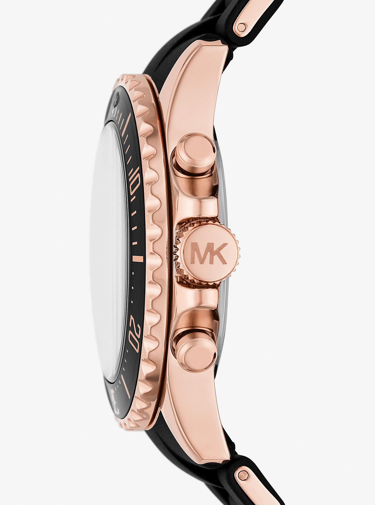 Đồng Hồ Michael Kors Oversized Everest Rose Gold-Tone And Silicone Watch Nữ Đen