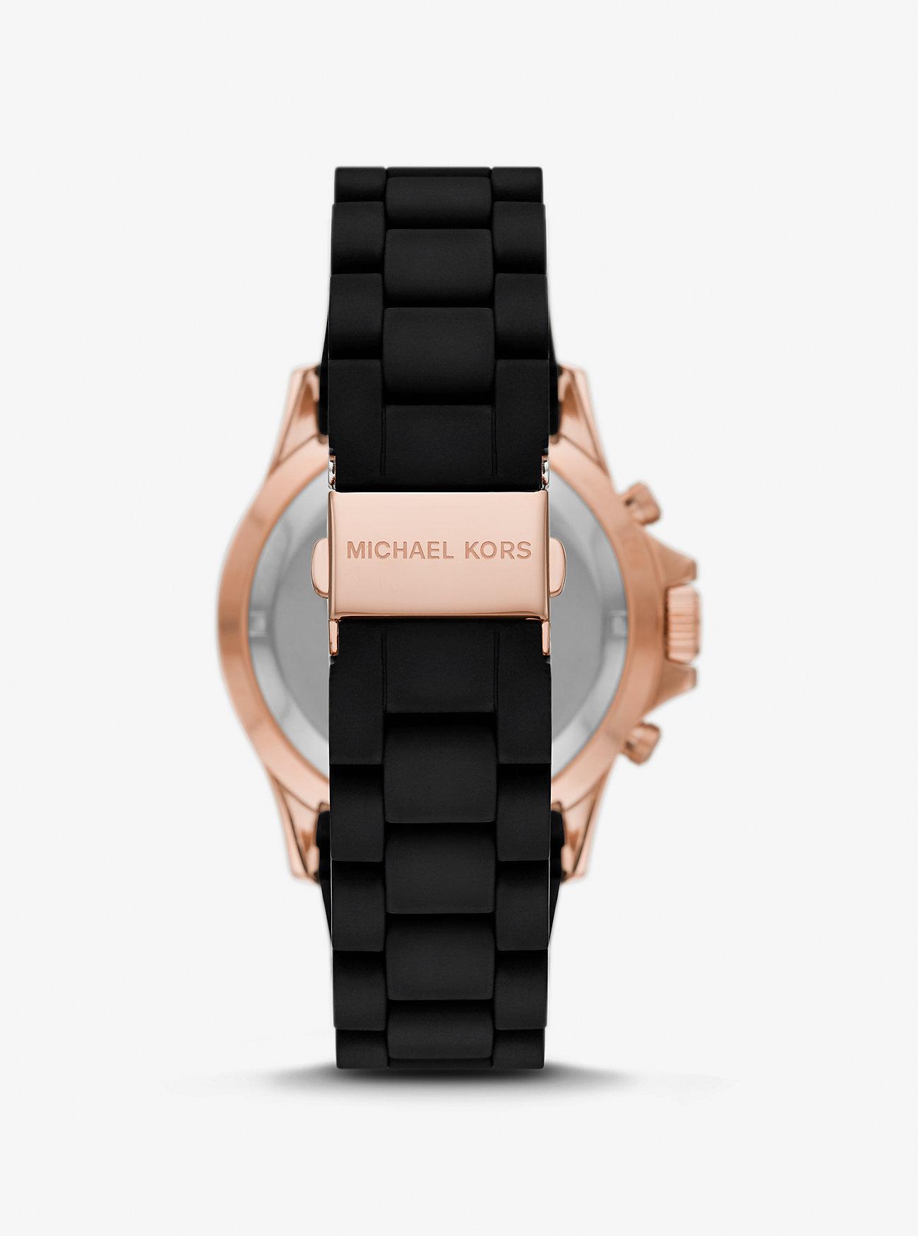 Đồng Hồ Michael Kors Oversized Everest Rose Gold-Tone And Silicone Watch Nữ Đen