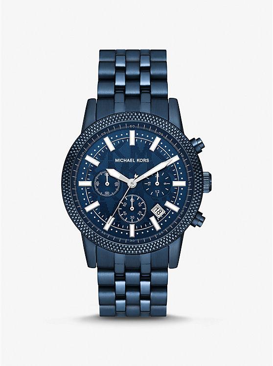 Đồng Hồ Michael Kors Oversized Hutton Navy-Tone Watch Nữ Xanh Navy