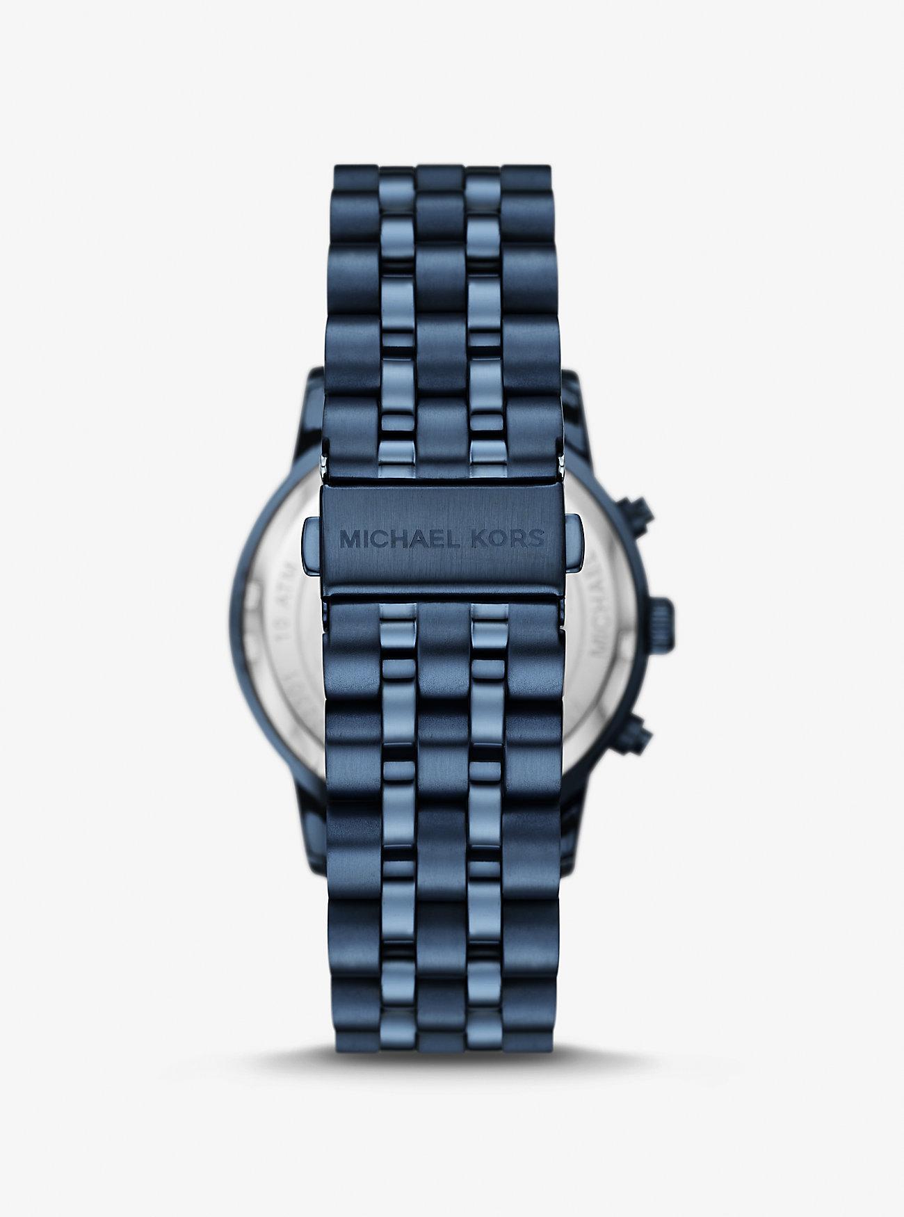 Đồng Hồ Michael Kors Oversized Hutton Navy-Tone Watch Nữ Xanh Navy