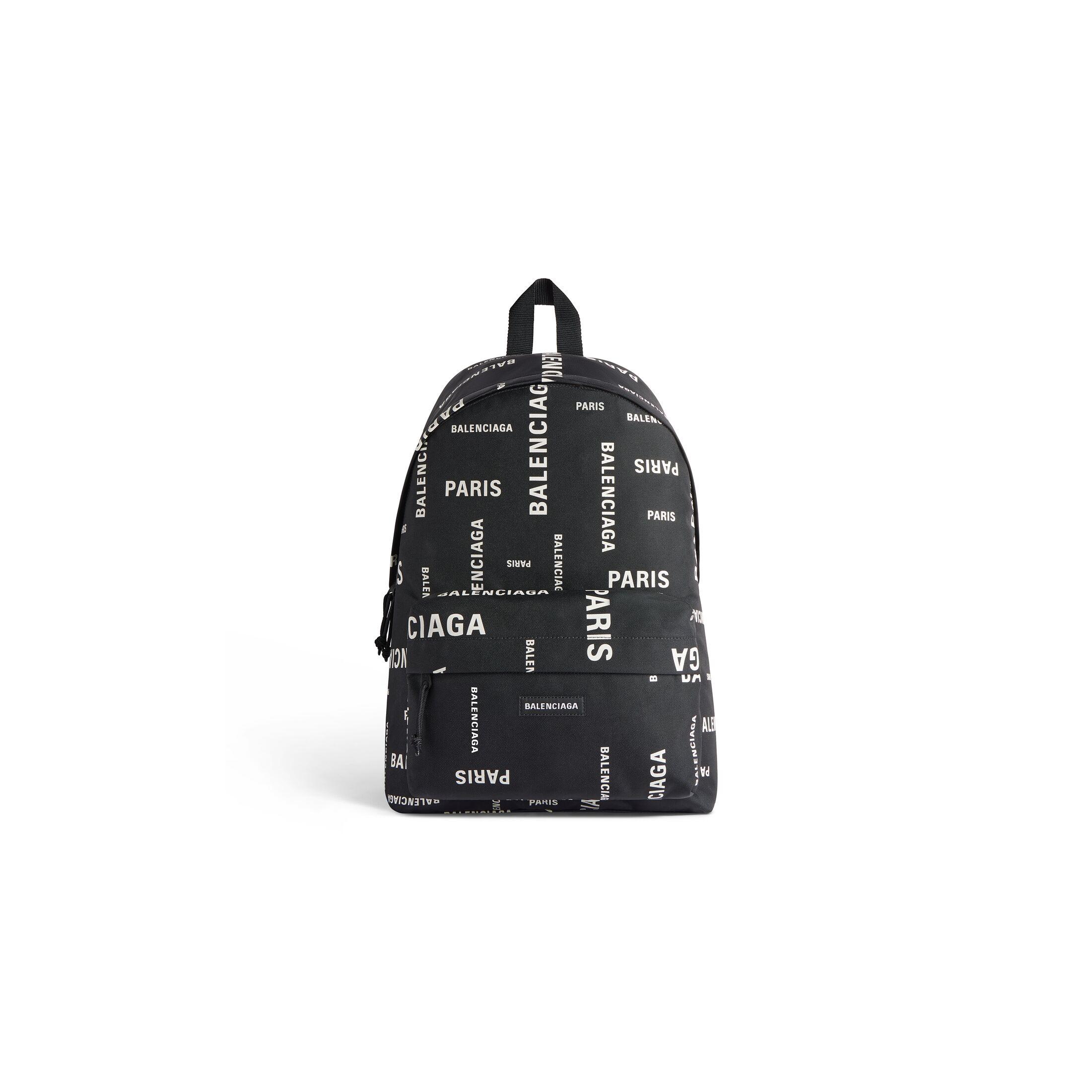 Túi Balenciaga Explorer Backpack Bal Paris Allover Nam Đen