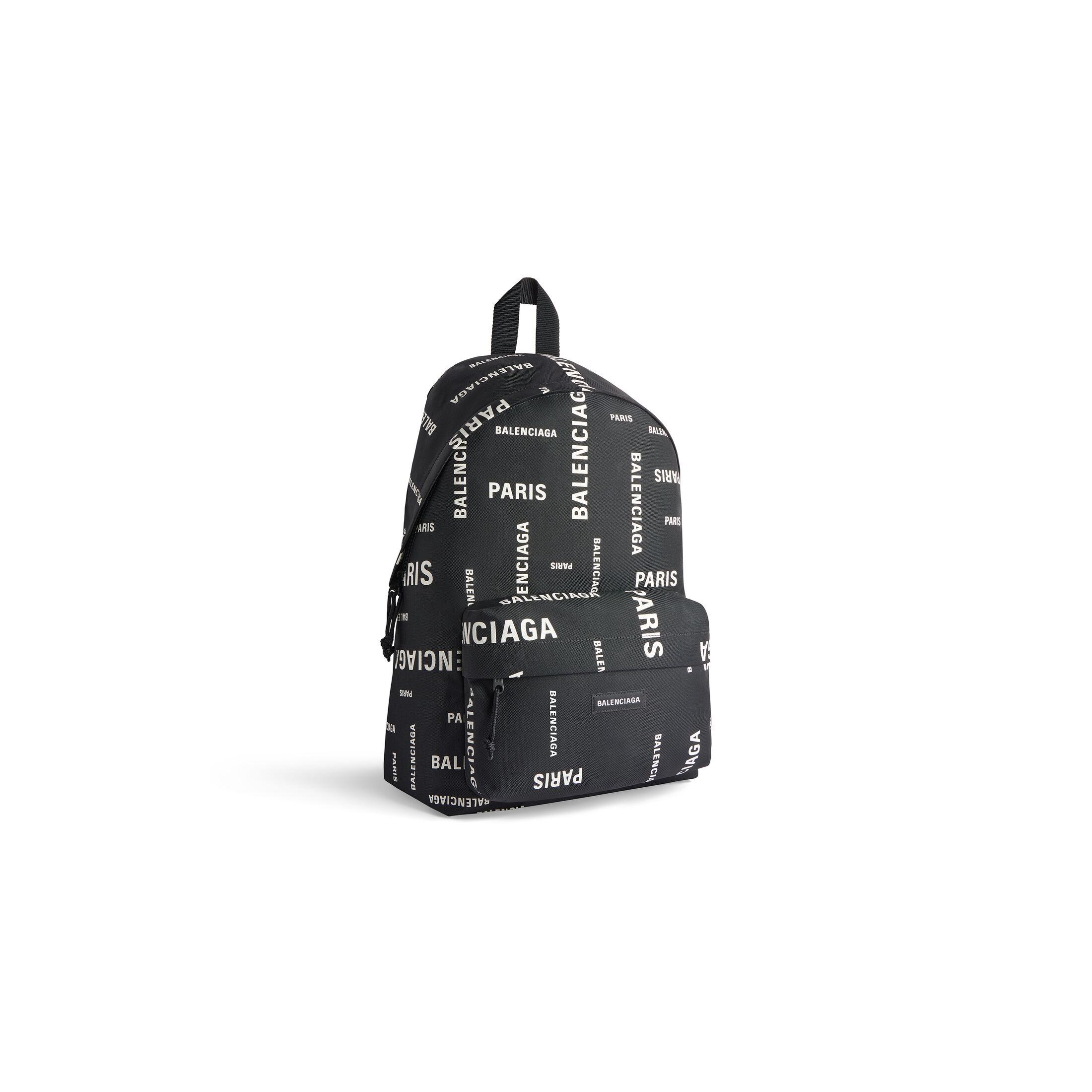 Túi Balenciaga Explorer Backpack Bal Paris Allover Nam Đen