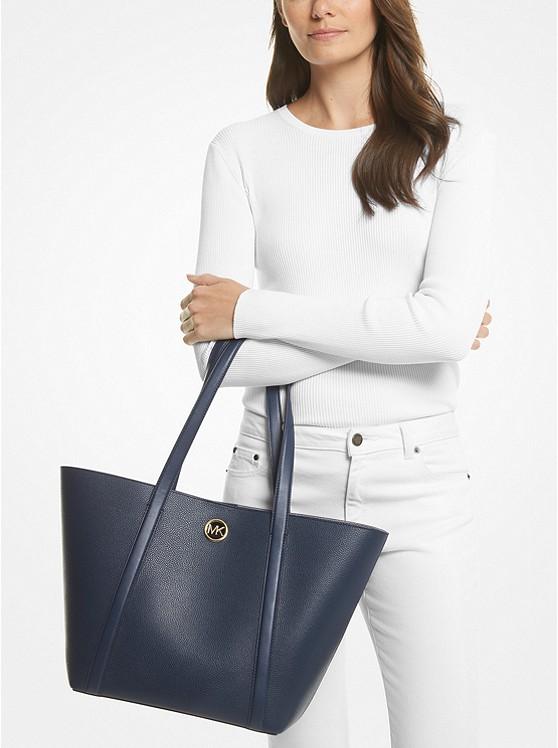 Túi Michael Kors Hadleigh Large Pebbled Leather Tote Bag Nữ Xanh Navy