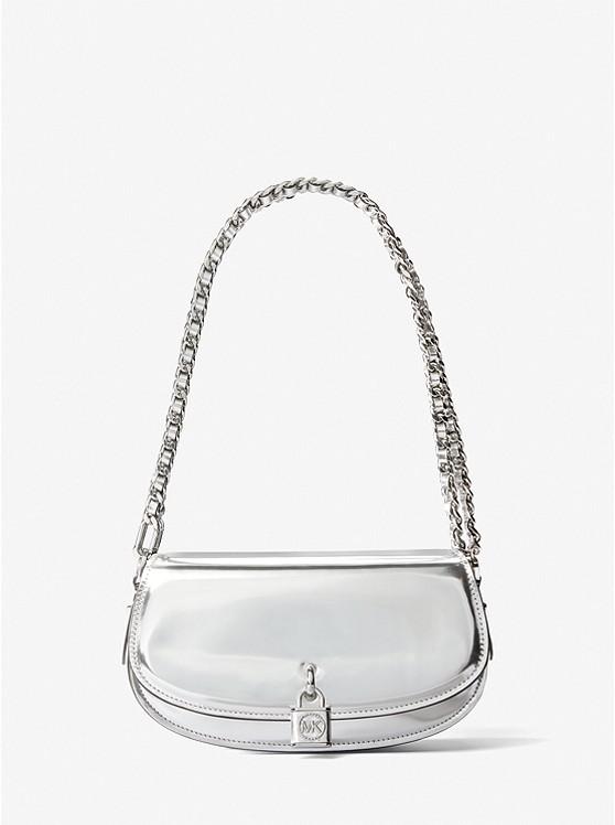 Túi Michael Kors Mila Small Metallic Leather Shoulder Bag Nữ Bạc