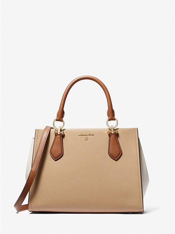 Túi Michael Kors Marilyn Medium Color-Block Saffiano Leather Satchel Nữ Nâu