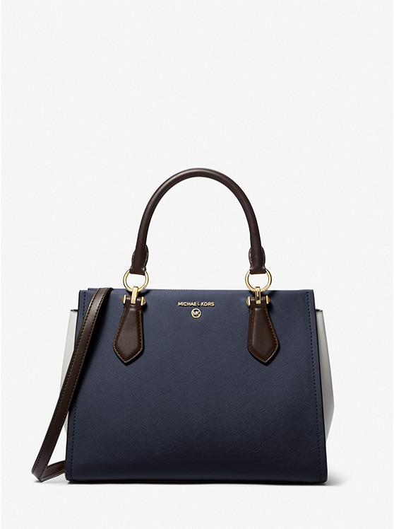 Túi Michael Kors Marilyn Medium Color-Block Saffiano Leather Satchel Nữ Xanh Navy