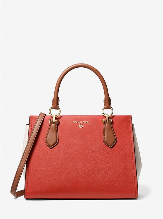 Túi Michael Kors Marilyn Medium Color-Block Saffiano Leather Satchel Nữ Đỏ