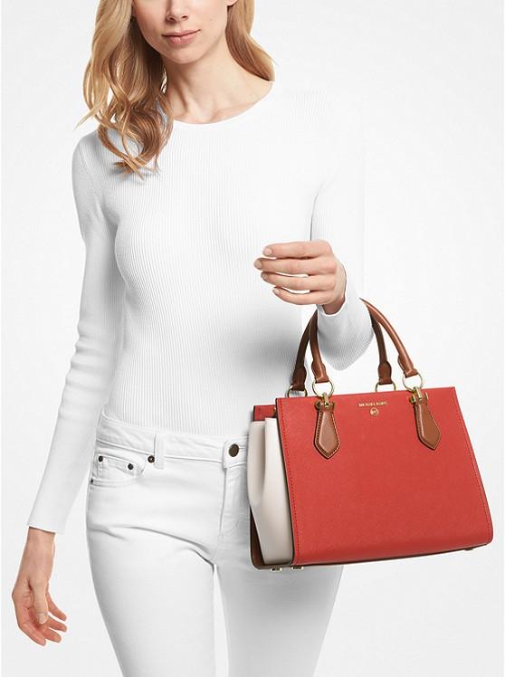 Túi Michael Kors Marilyn Medium Color-Block Saffiano Leather Satchel Nữ Đỏ