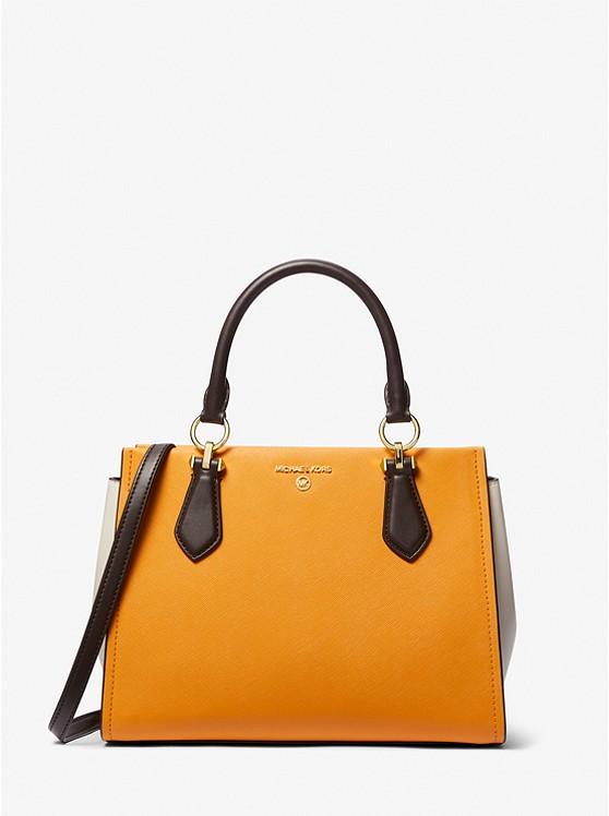 Túi Michael Kors Marilyn Medium Color-Block Saffiano Leather Satchel Nữ Vàng