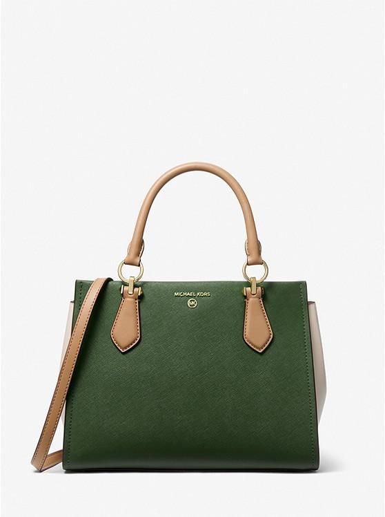 Túi Michael Kors Marilyn Medium Color-Block Saffiano Leather Satchel Nữ Xanh Lá