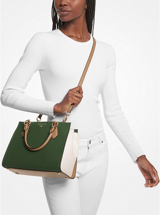 Túi Michael Kors Marilyn Medium Color-Block Saffiano Leather Satchel Nữ Xanh Lá