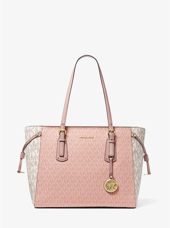 Túi Michael Kors Voyager Medium Color-Block Logo Tote Bag Nữ Hồng