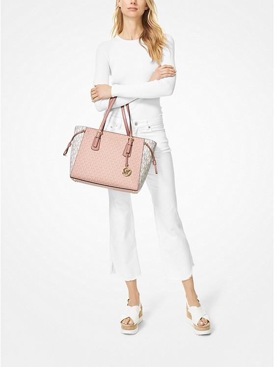 Túi Michael Kors Voyager Medium Color-Block Logo Tote Bag Nữ Hồng