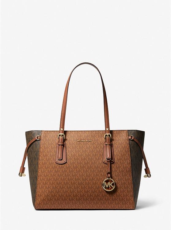 Túi Michael Kors Voyager Medium Color-Block Logo Tote Bag Nữ Nâu