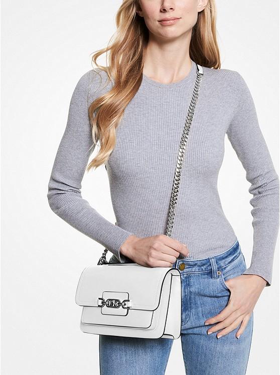 Túi Michael Kors Heather Large Leather Shoulder Bag Nữ Trắng