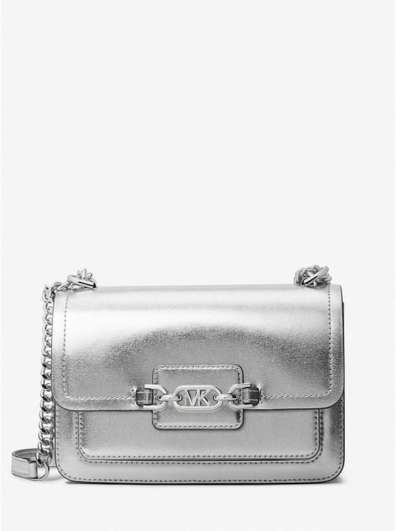 Túi Michael Kors Heather Large Metallic Leather Shoulder Bag Nữ Bạc