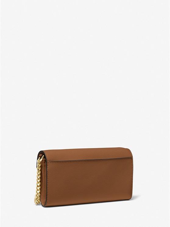 Túi Michael Kors Large Crossgrain Leather Smartphone Convertible Crossbody Bag Nữ Nâu