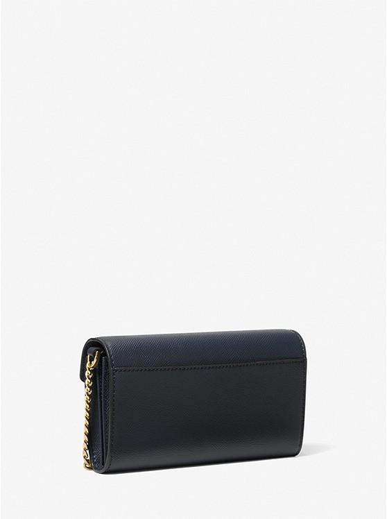 Túi Michael Kors Large Crossgrain Leather Smartphone Convertible Crossbody Bag Nữ Xanh Navy