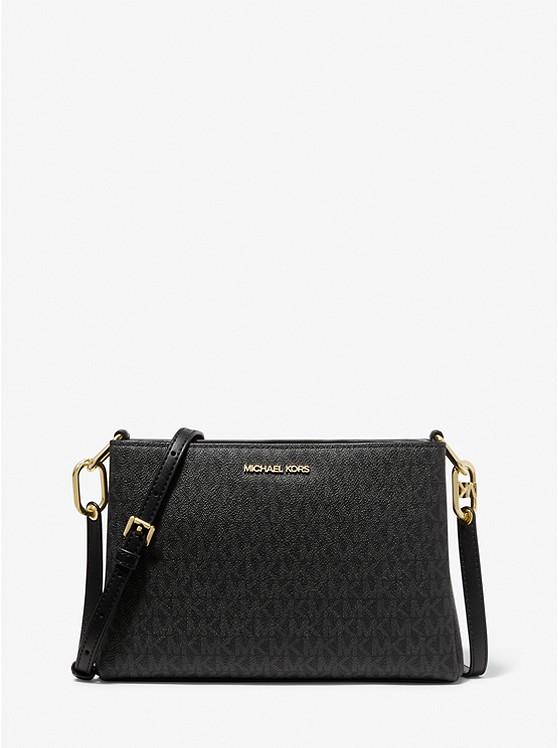 Túi Michael Kors Trisha Medium Logo Crossbody Bag Nữ Đen