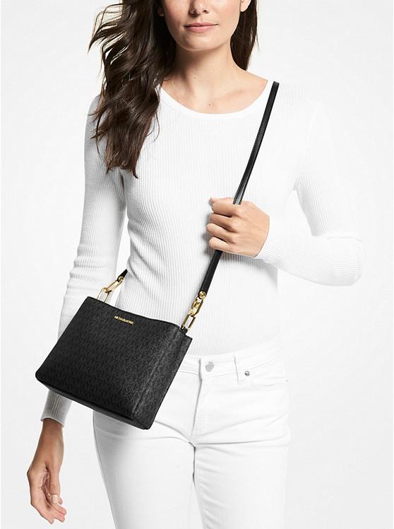 Túi Michael Kors Trisha Medium Logo Crossbody Bag Nữ Đen