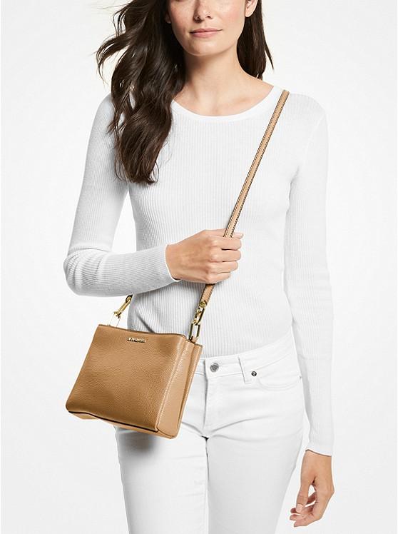 Túi Michael Kors Trisha Medium Pebbled Leather Crossbody Bag Nữ Nâu