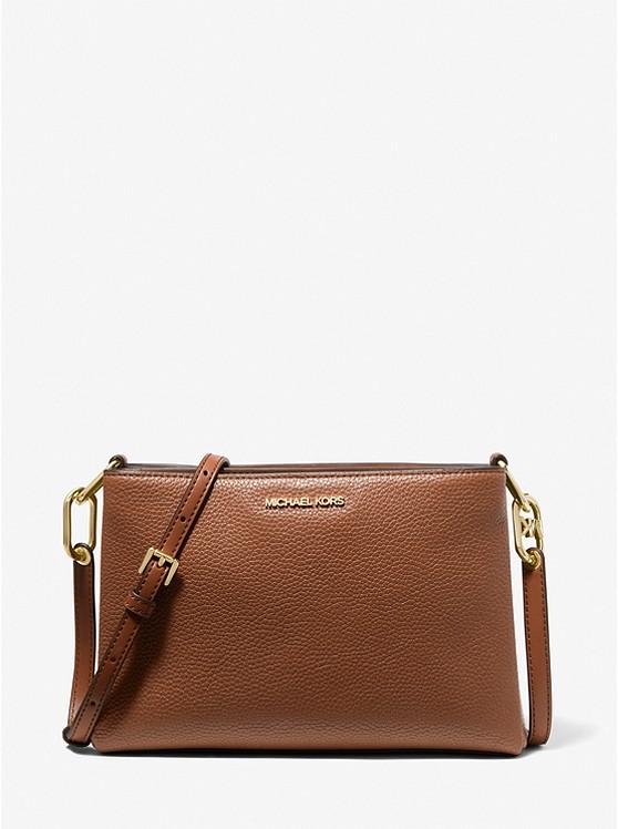 Túi Michael Kors Trisha Medium Pebbled Leather Crossbody Bag Nữ Nâu Đậm