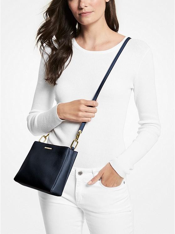 Túi Michael Kors Trisha Medium Pebbled Leather Crossbody Bag Nữ Xanh Navy