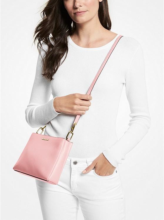 Túi Michael Kors Trisha Medium Pebbled Leather Crossbody Bag Nữ Hồng