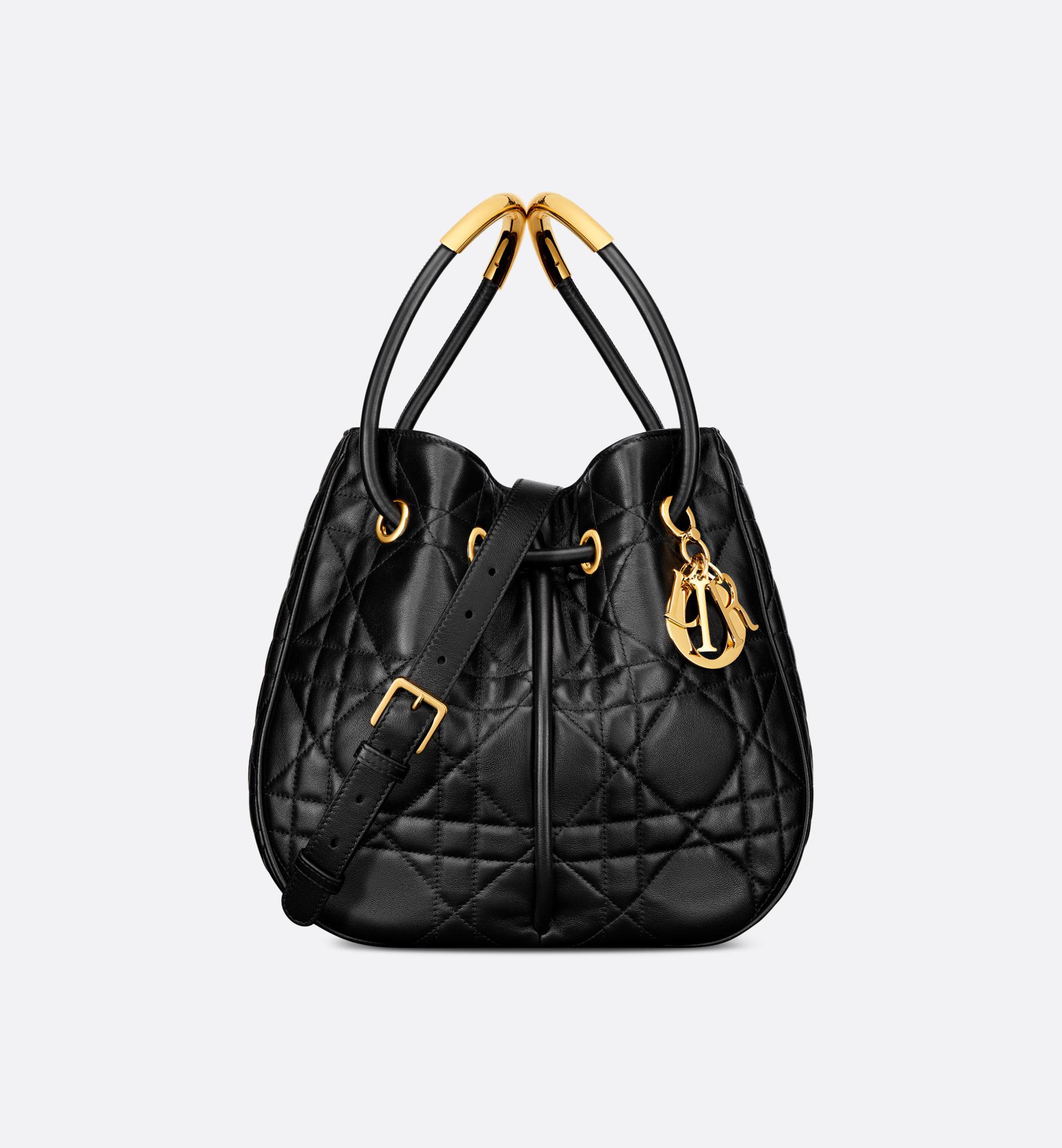 Túi Dior Medium Dior Nolita Bag Black Macrocannage Lambskin Nữ Đen